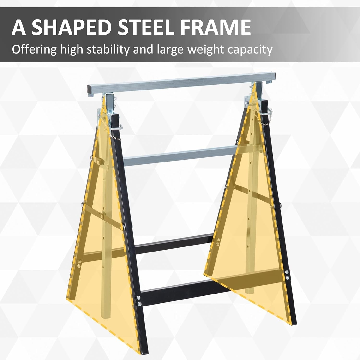 2x Adjustable Telescopic Sawhorse Folding Steel Trestle Work Bench 80–130cm