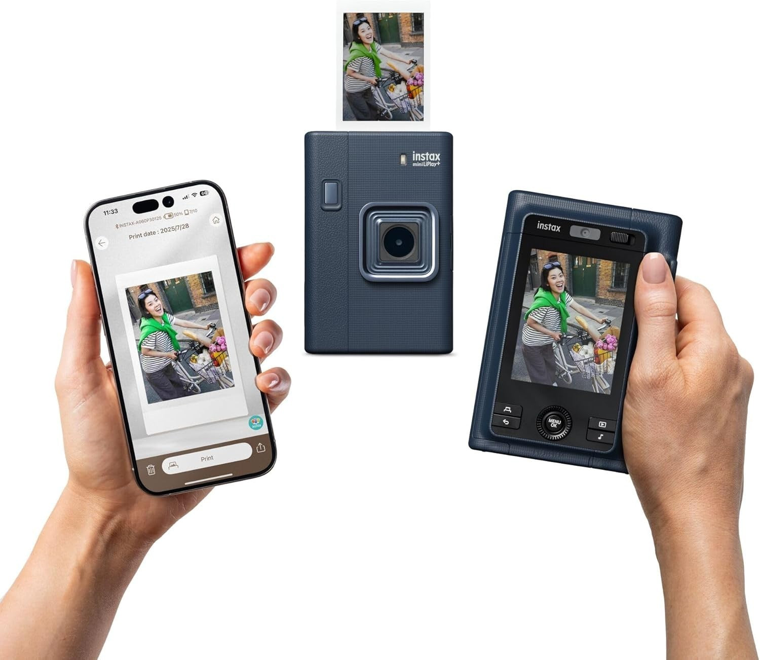 Hybrid Instant Camera Photo Printer LCD Screen Bluetooth Midnight