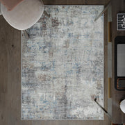 Washable Rug 122x170cm Non-Slip Short Pile Distressed Blue Brown Area Carpet