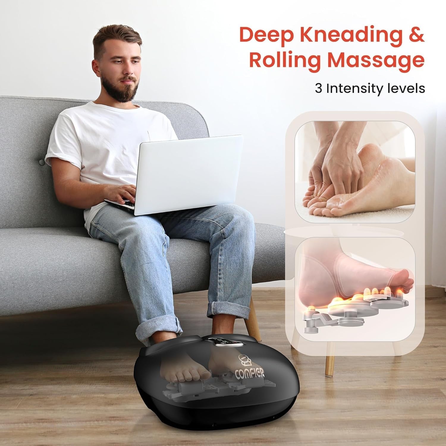 Shiatsu Foot Massager with Heat & Remote, Plantar Fasciitis Pain Relief