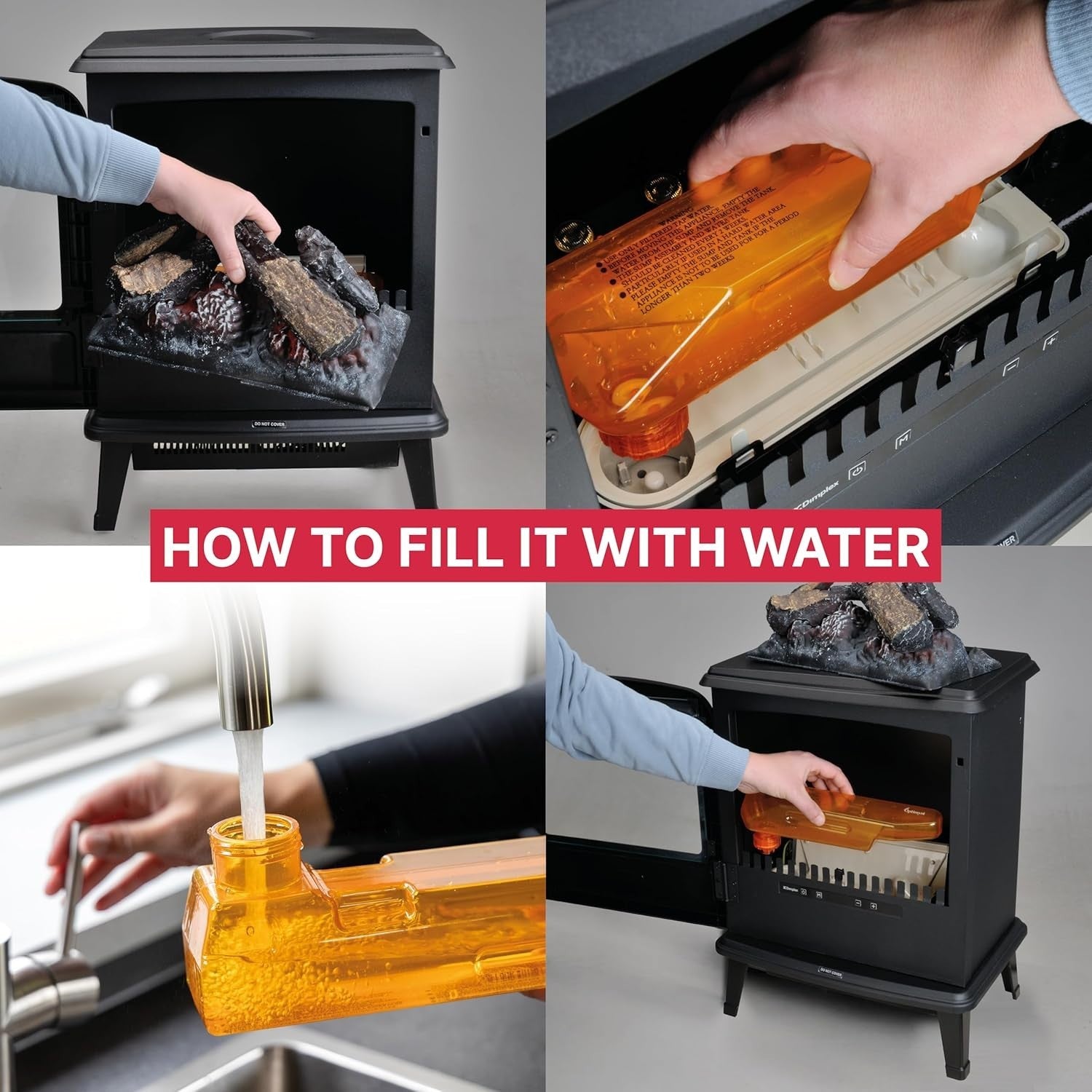 Freestanding Electric Fireplace 2000W Real Flame Effect Remote Thermostat