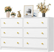 White 6 Drawer Dresser Chest Storage Unit Cabinet for Bedroom Hallway