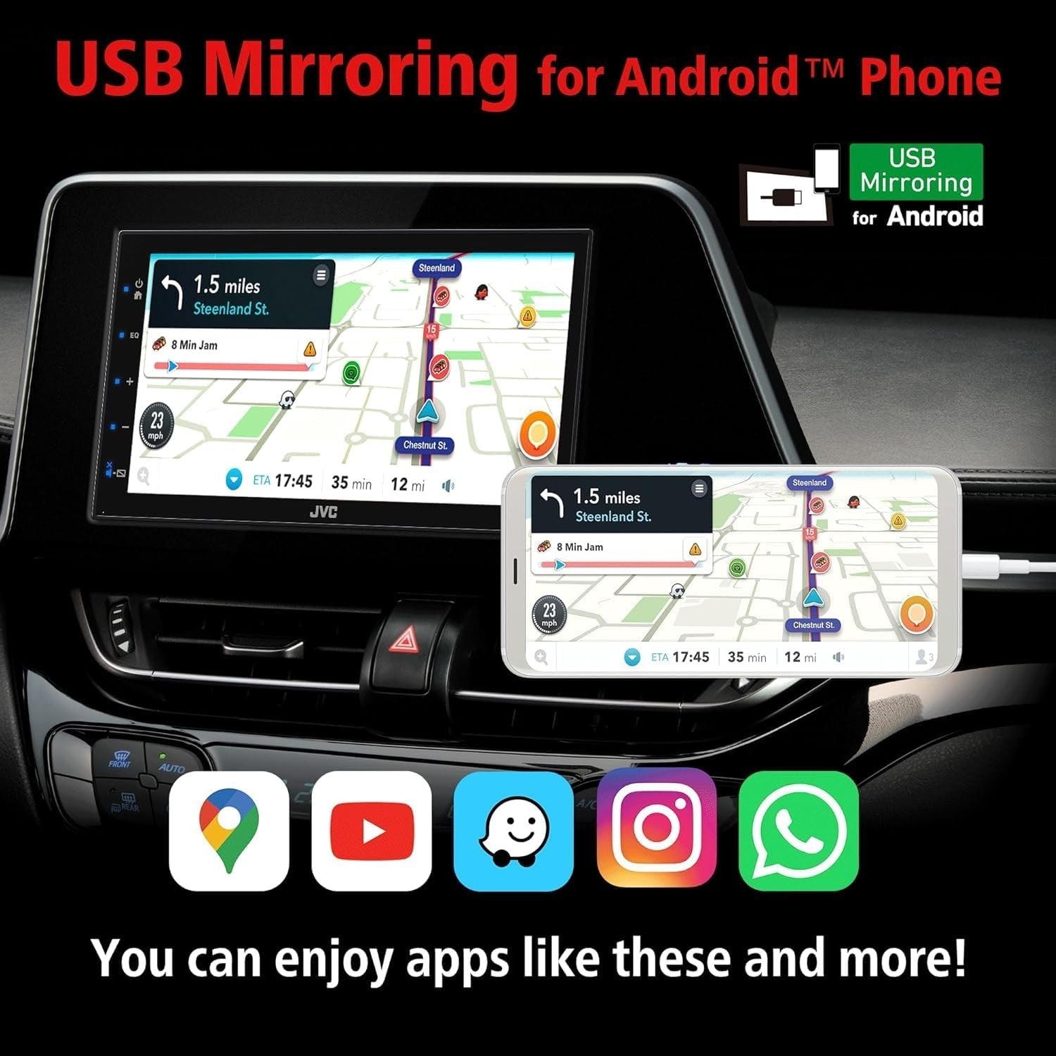 6.8" Double DIN Car Stereo Bluetooth USB AV-IN Touchscreen