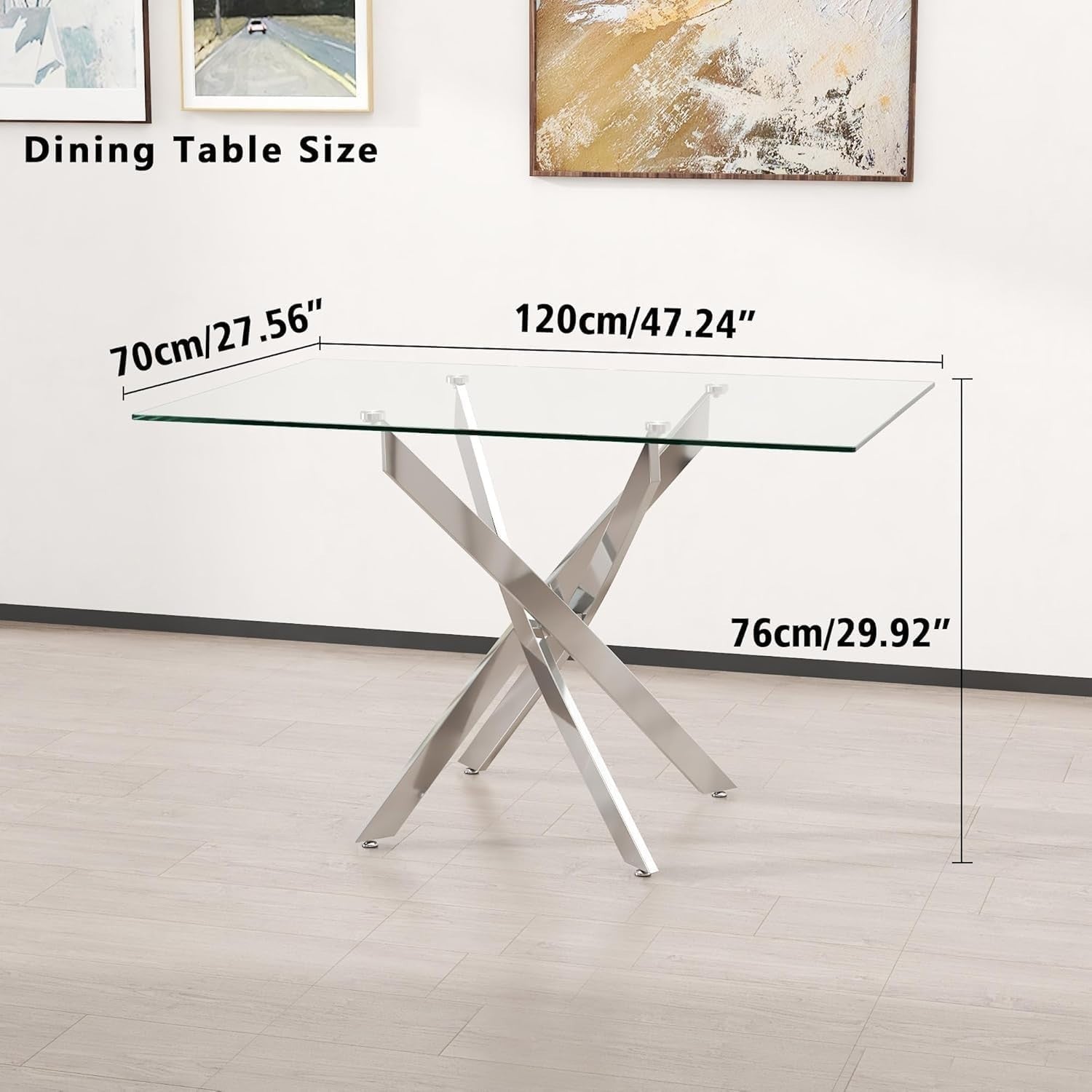 Rectangular Tempered Glass Dining Table Set with 4 Ergonomic PVC Chairs