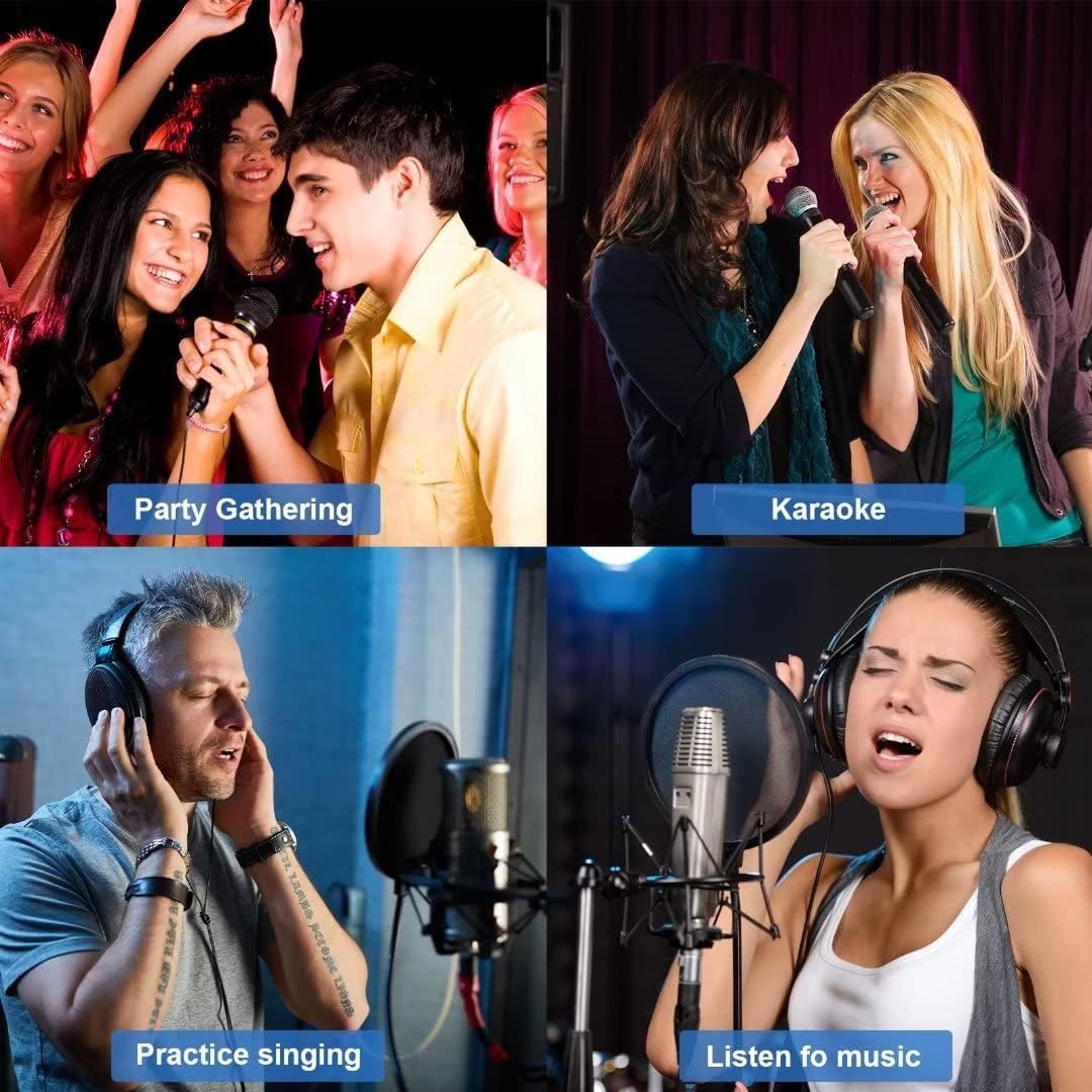 Wireless Karaoke Microphone Set Dual Handheld Mixer TV PC HDMI AUX