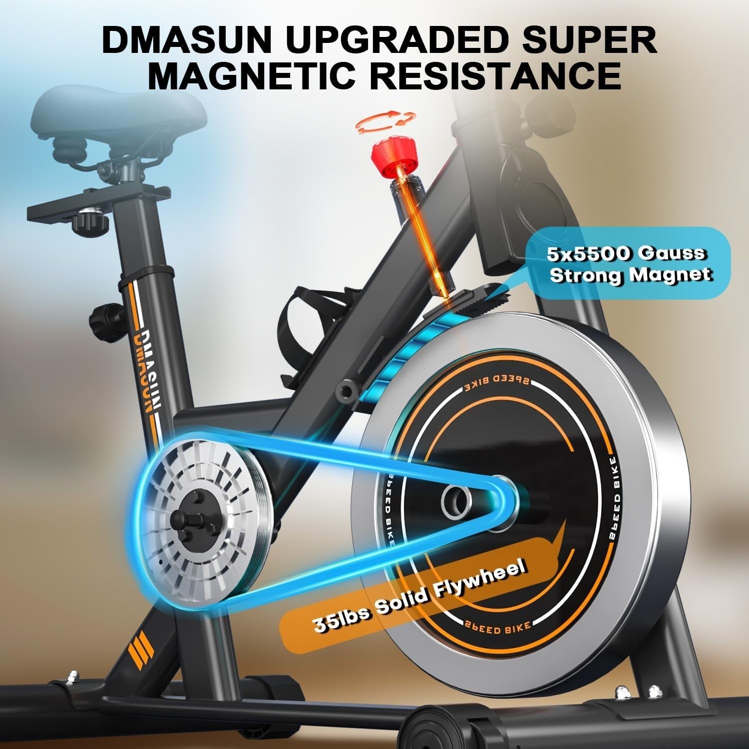 Silent Magnetic Exercise Bike w/ LCD, Tablet Holder, Bands, Rack & 360lb Cap