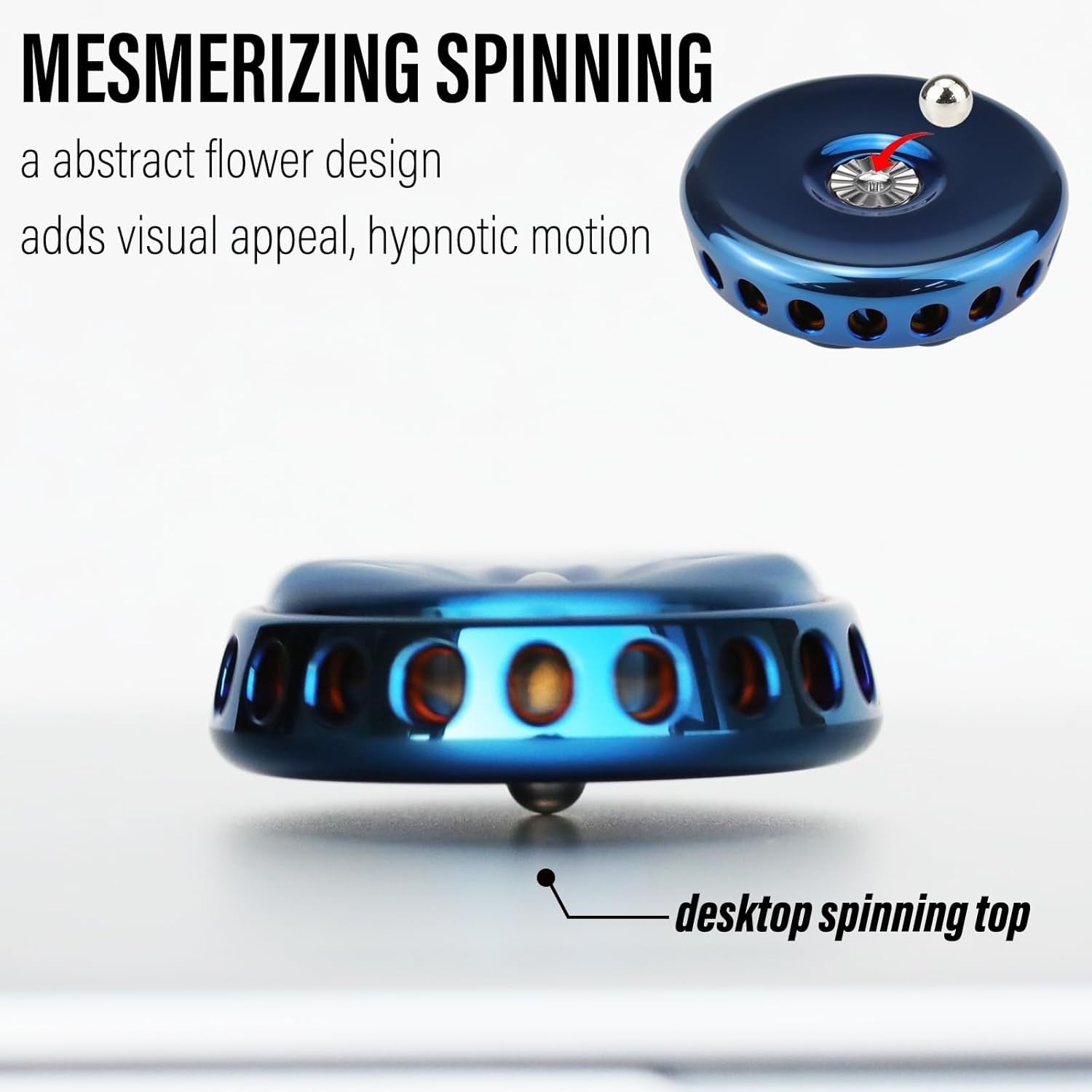Blue Flower Metal Fidget Spinner Silent DIY Coin Top Slider