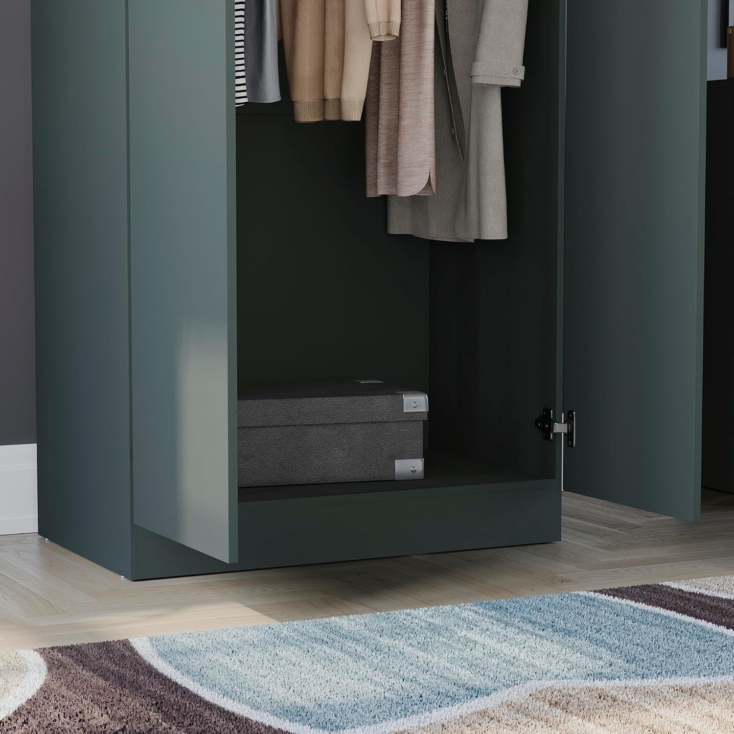 Double Door Bedroom Wardrobe with Hanging Rail & Top Shelf Storage
