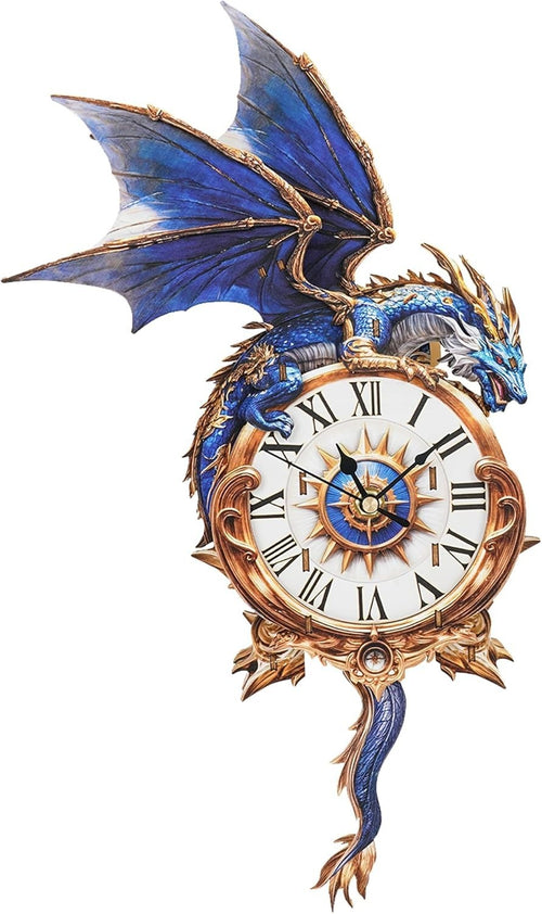 3D Wooden Blue Dragon Puzzle Clock DIY Kit for Home Decor 242x69x418mm