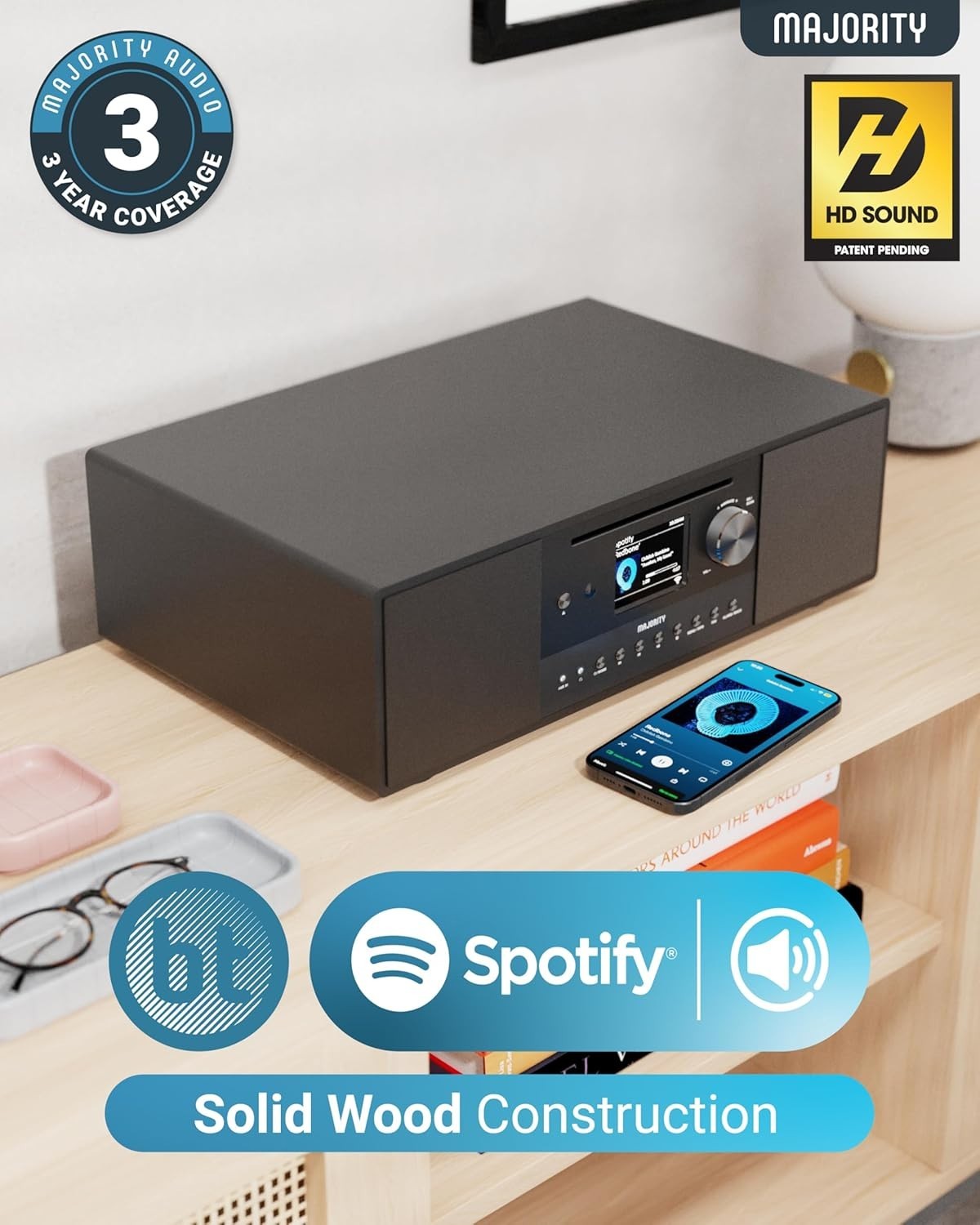 Internet Radio DAB+ CD Player 120W 2.1 Hi-Fi System Subwoofer