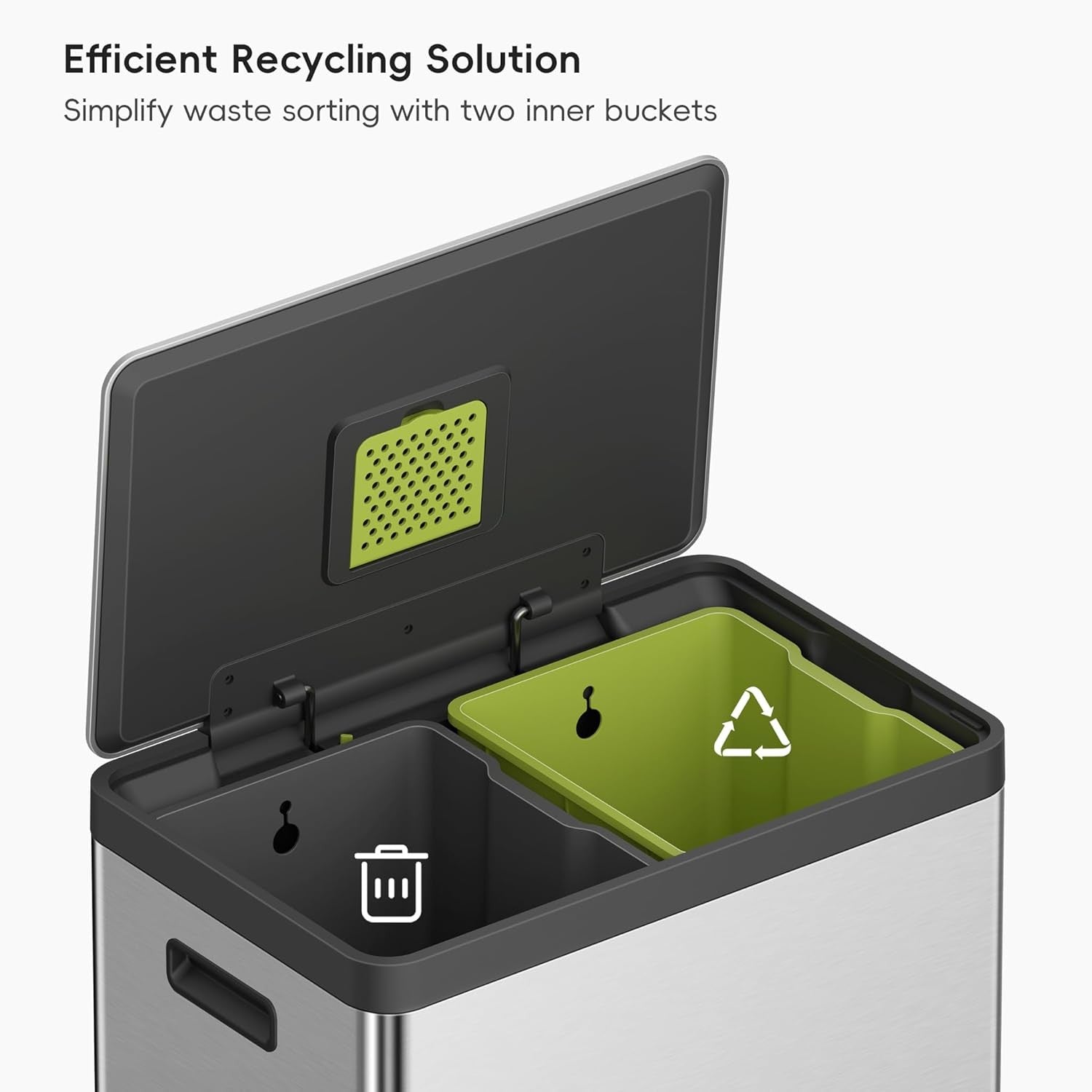 60L Dual Recycling Bin 30L+30L Matt Black Soft Close
