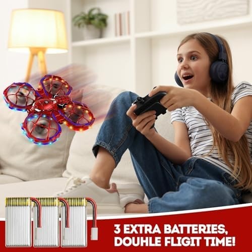 Mini Kids Drone 5+, LED Lights, Remote Control, 20 Min Flight, Stunt Toy
