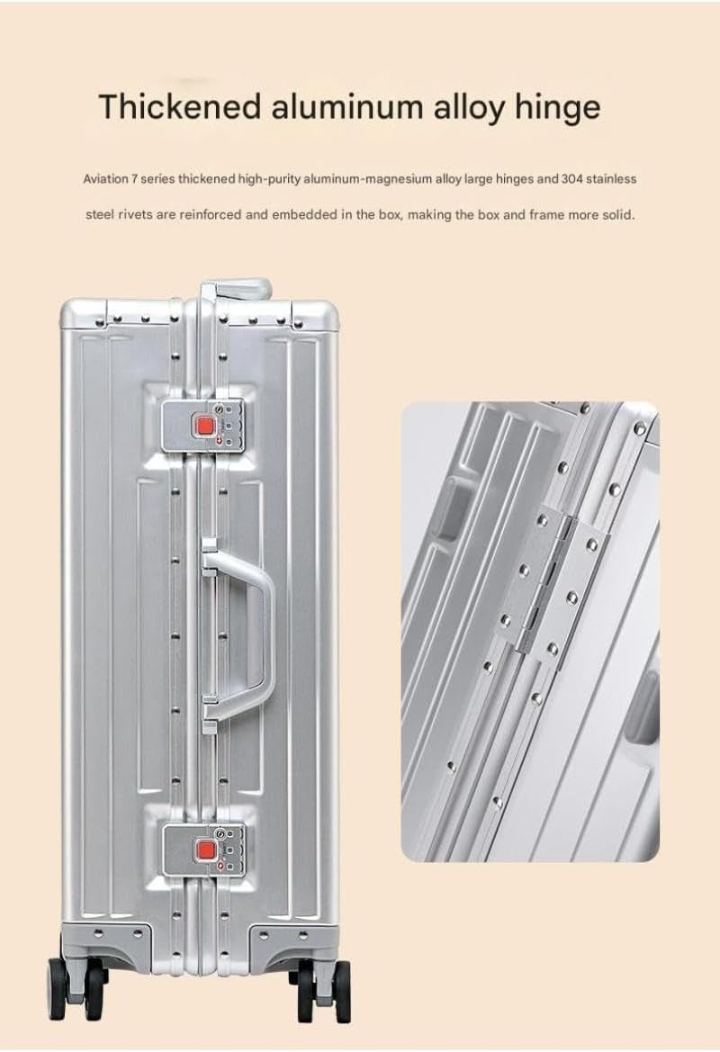 Silver Aluminum Cabin Suitcase 20 Inch Hard Shell Carry On TSA Spinner