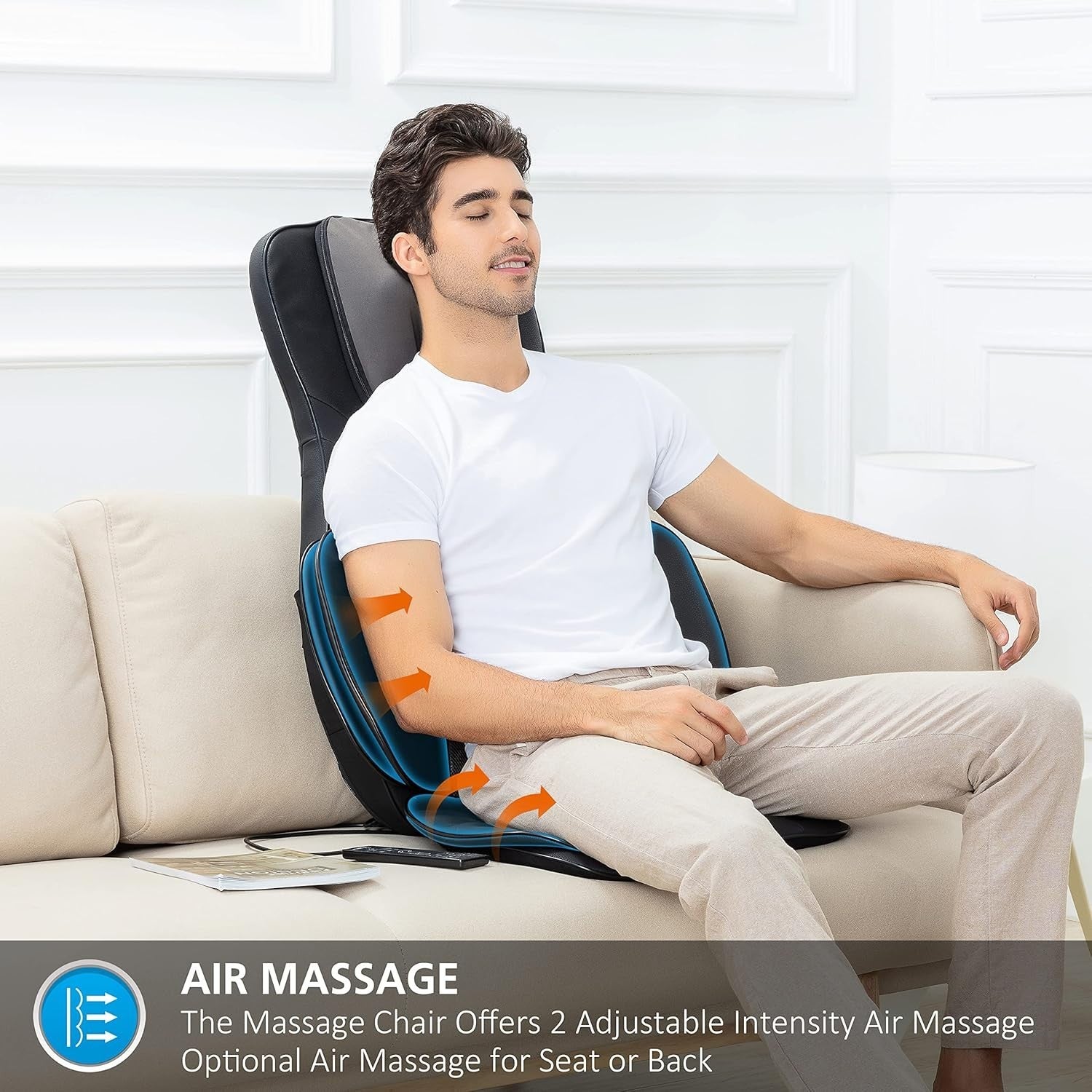 Shiatsu Heated Back Neck Massage Chair Pad with Compression & Remote