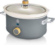 3.5L Ceramic Slow Cooker 3 Temp Settings Warm Function Non-Stick Pot Grey