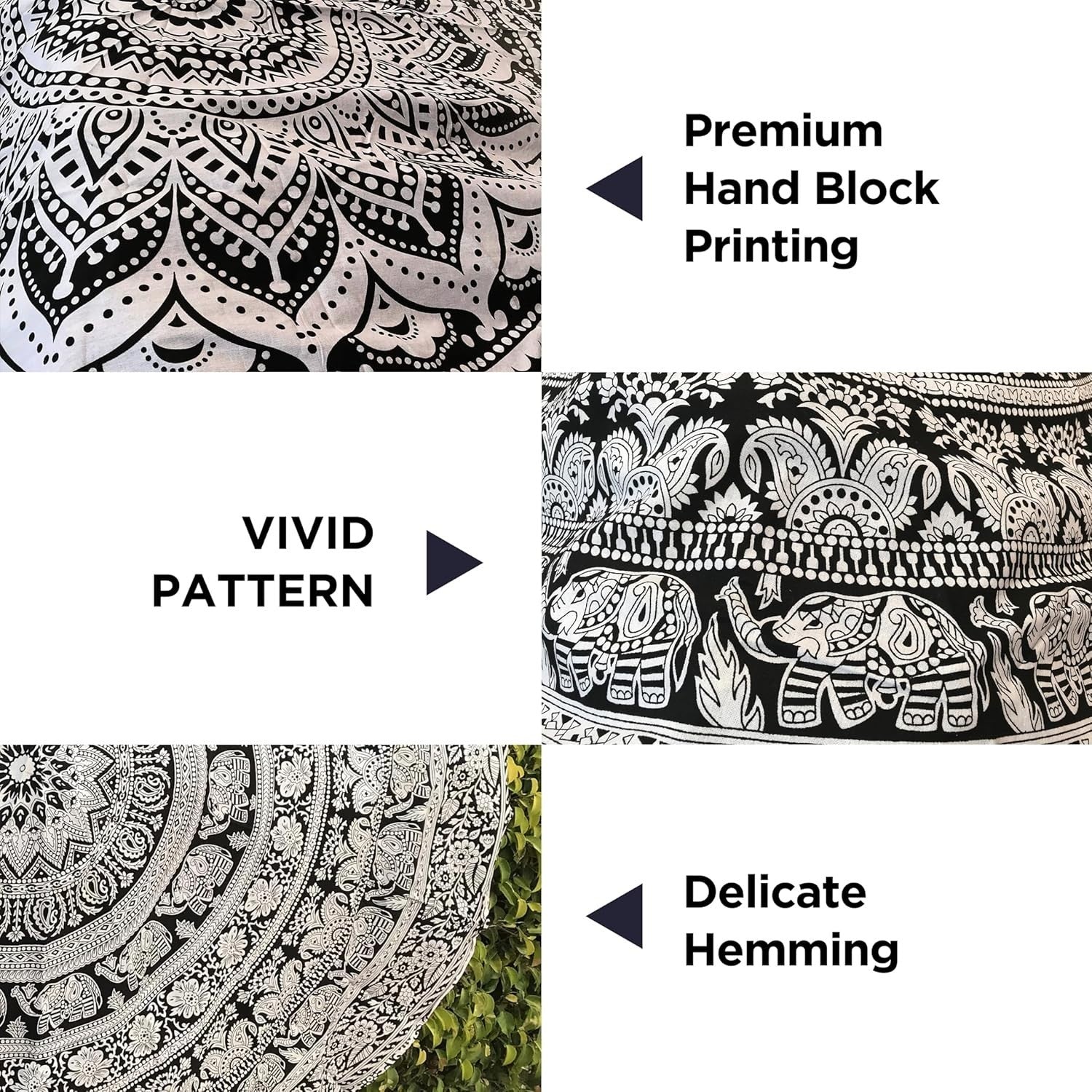 Boho Black White Cotton Tapestry 54x84" Wall Art Decor