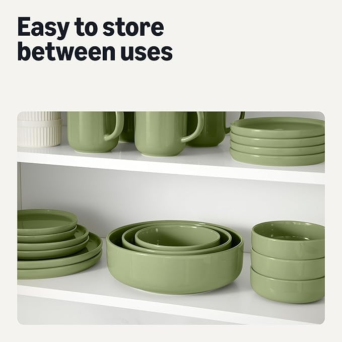 6pc Stoneware Appetizer Plates 17cm Microwave Dishwasher Safe Olive