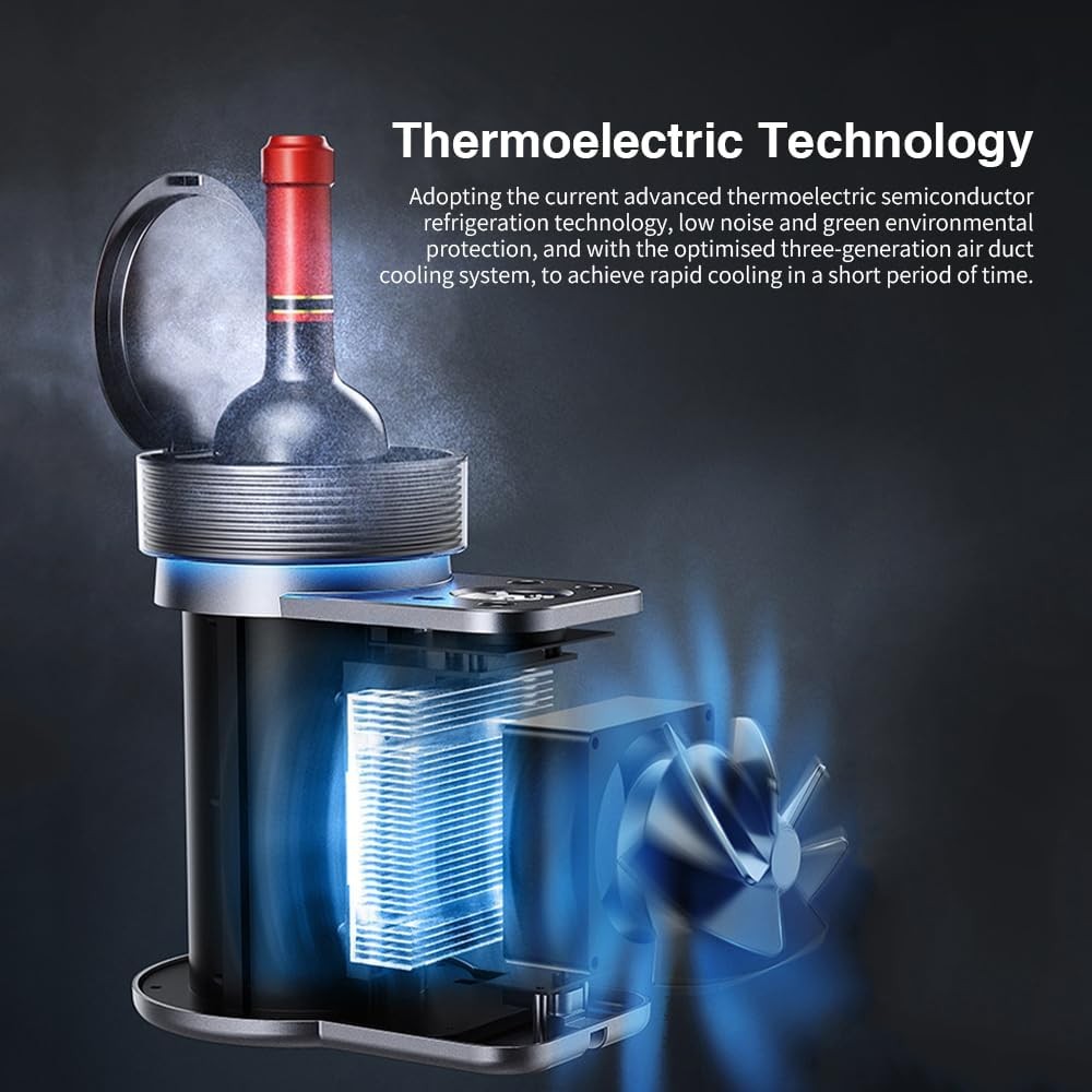 Tabletop Wine Cooler Intelligent Chiller 750ml Bottle 2–20°C Portable