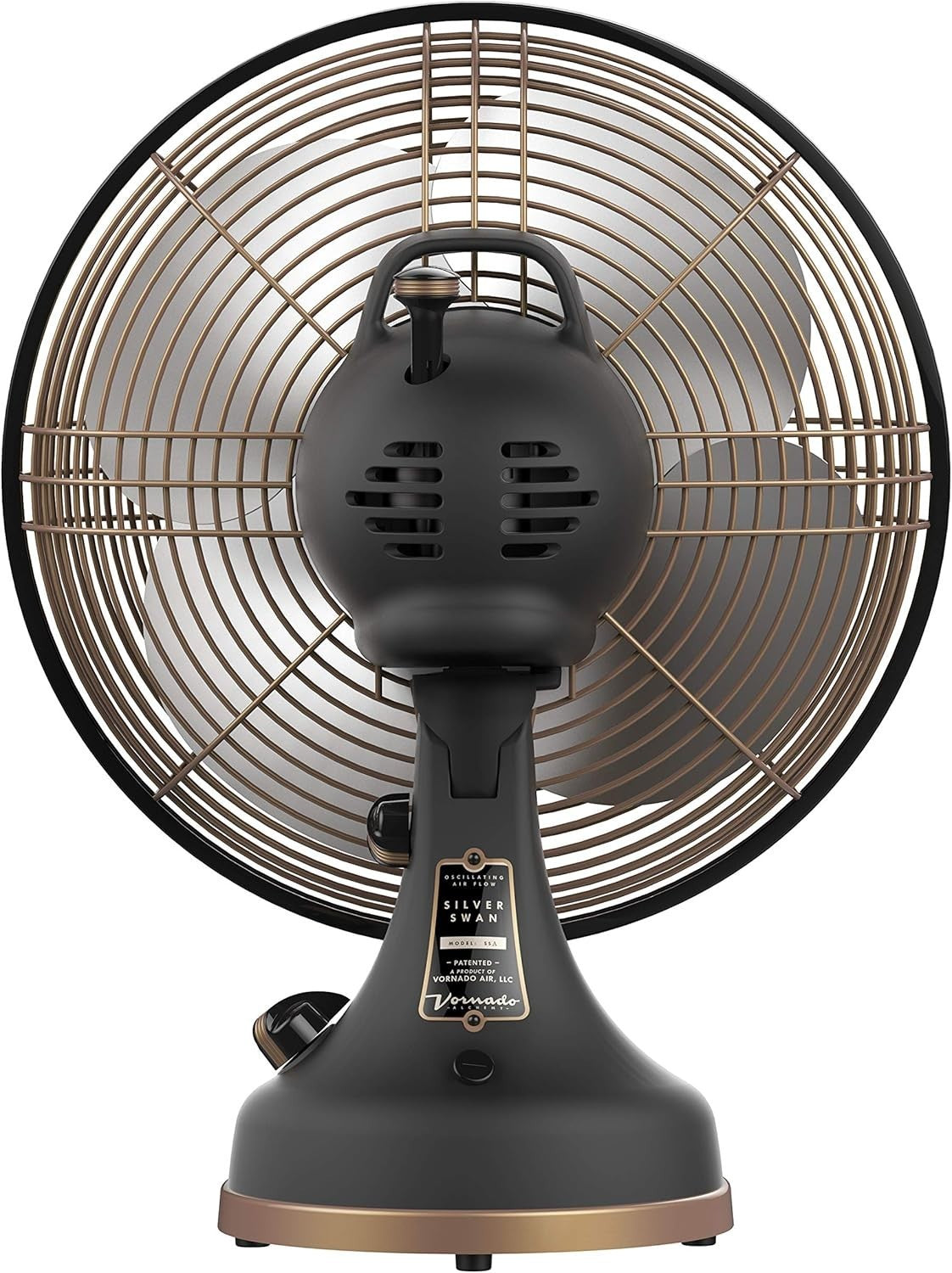 Retro Gunmetal Floor Fan – 360° Oscillating 3-Speed Adjustable Vintage Metal Fan