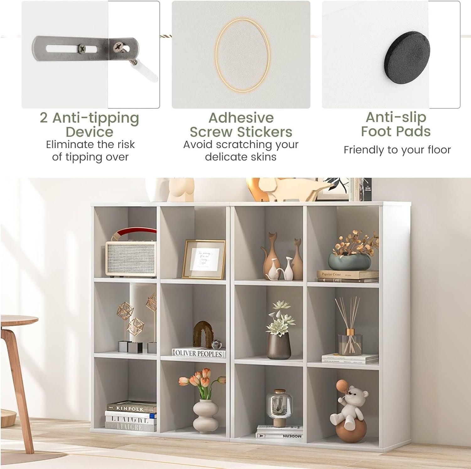 6-Cube Wooden Bookcase Open Shelving Unit Modern Storage Cabinet White