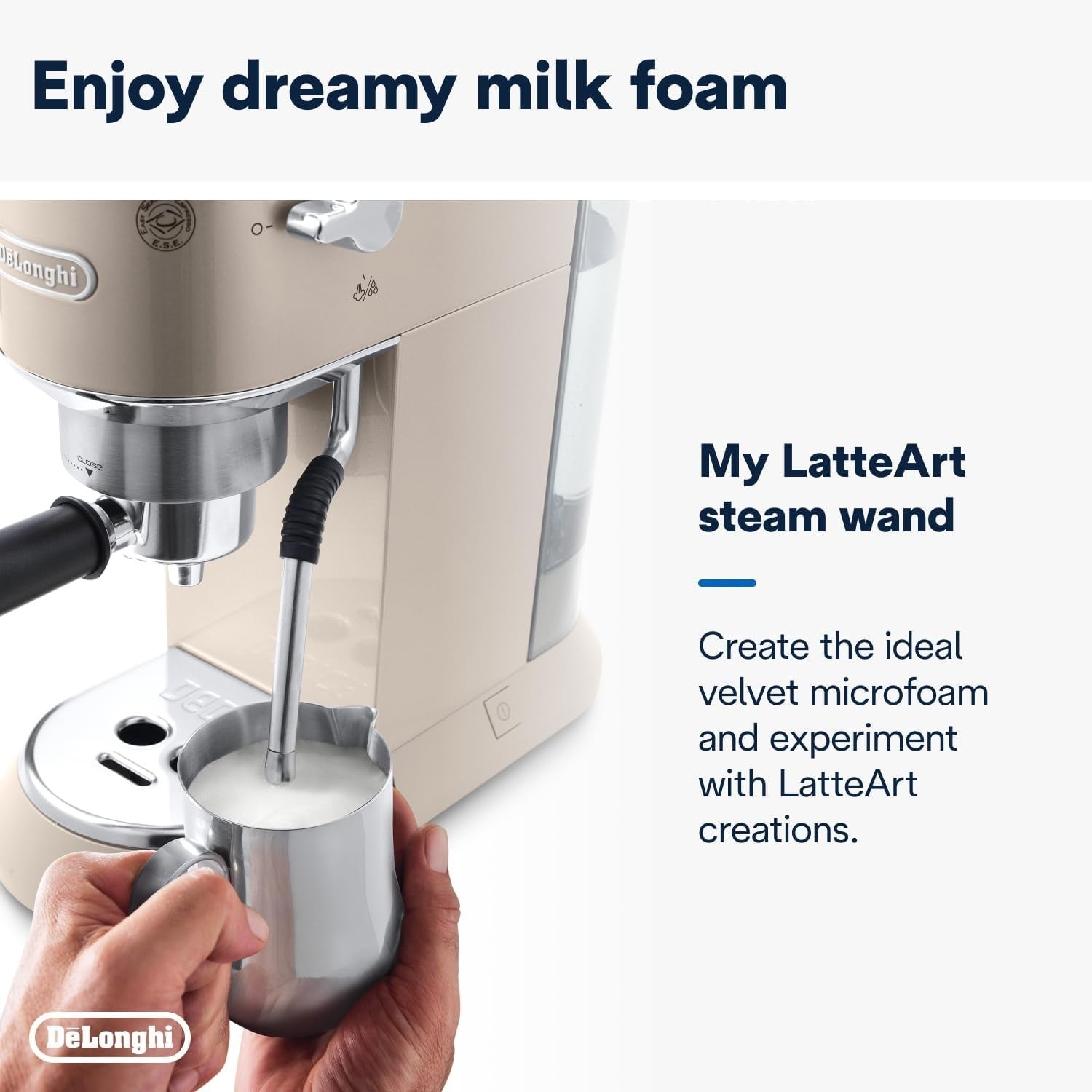Compact Barista Espresso Machine | 15-Bar Pump | LatteArt Steam Wand | Slim 15cm