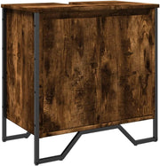 Smoked Oak Bathroom Vanity Unit – Modern Under Sink Storage Cabinet 60x60cm