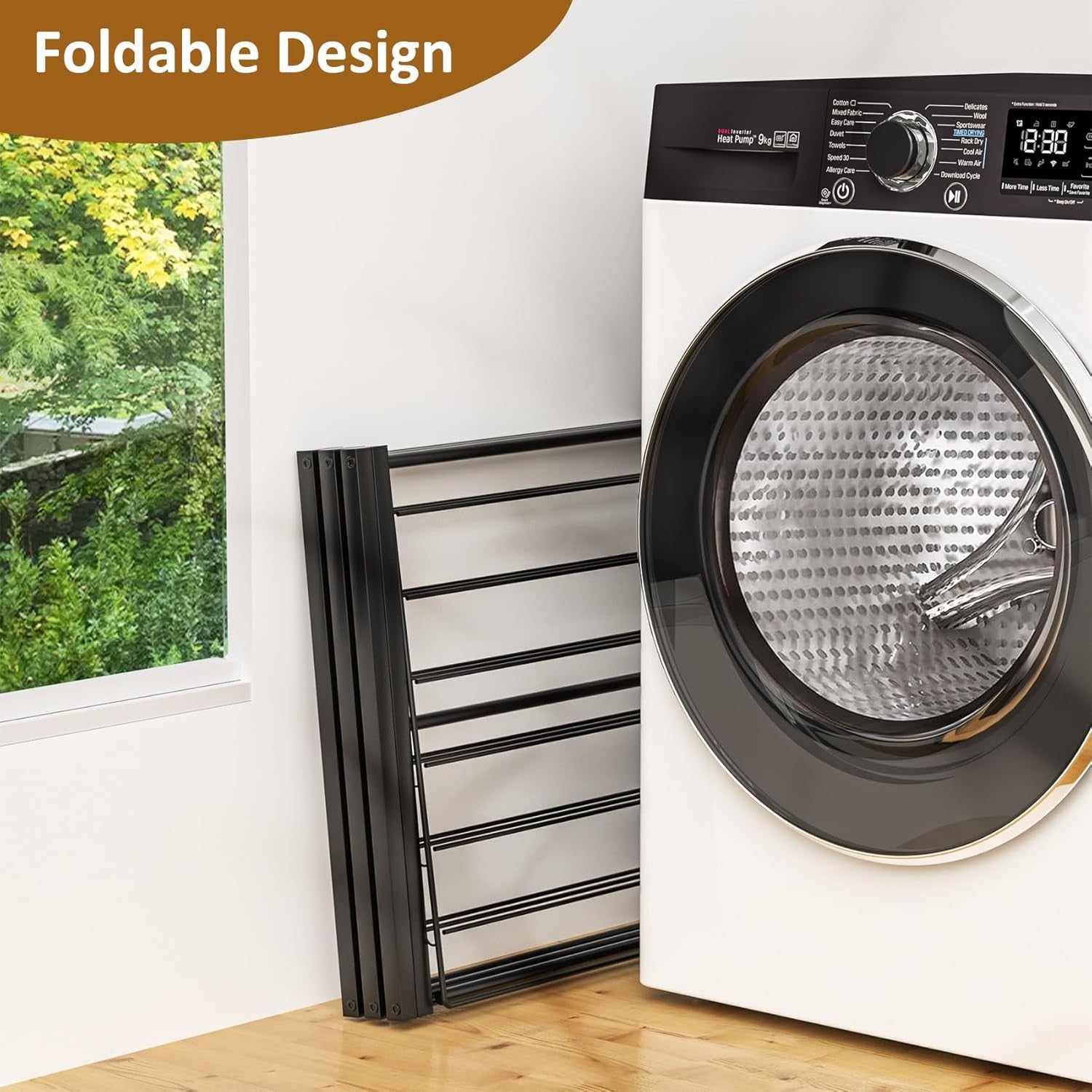 3 Tier Folding Clothes Airer Tall Laundry Drying Rack Space Saving 120cm