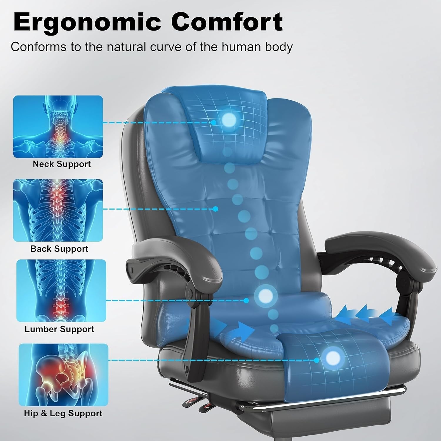 Executive Ergonomic Office Chair Reclining Footrest Swivel Desk Computer Seat Gr