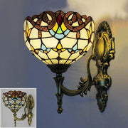 Vintage Wall Light Indoor Lamp with Handcrafted Stained Glass Shade 28cm