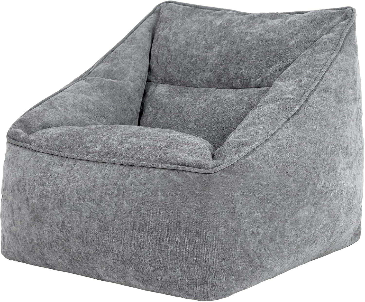 Grey Chenille Bean Bag Armchair Comfy Lounge Chair Sofa for Adults Home