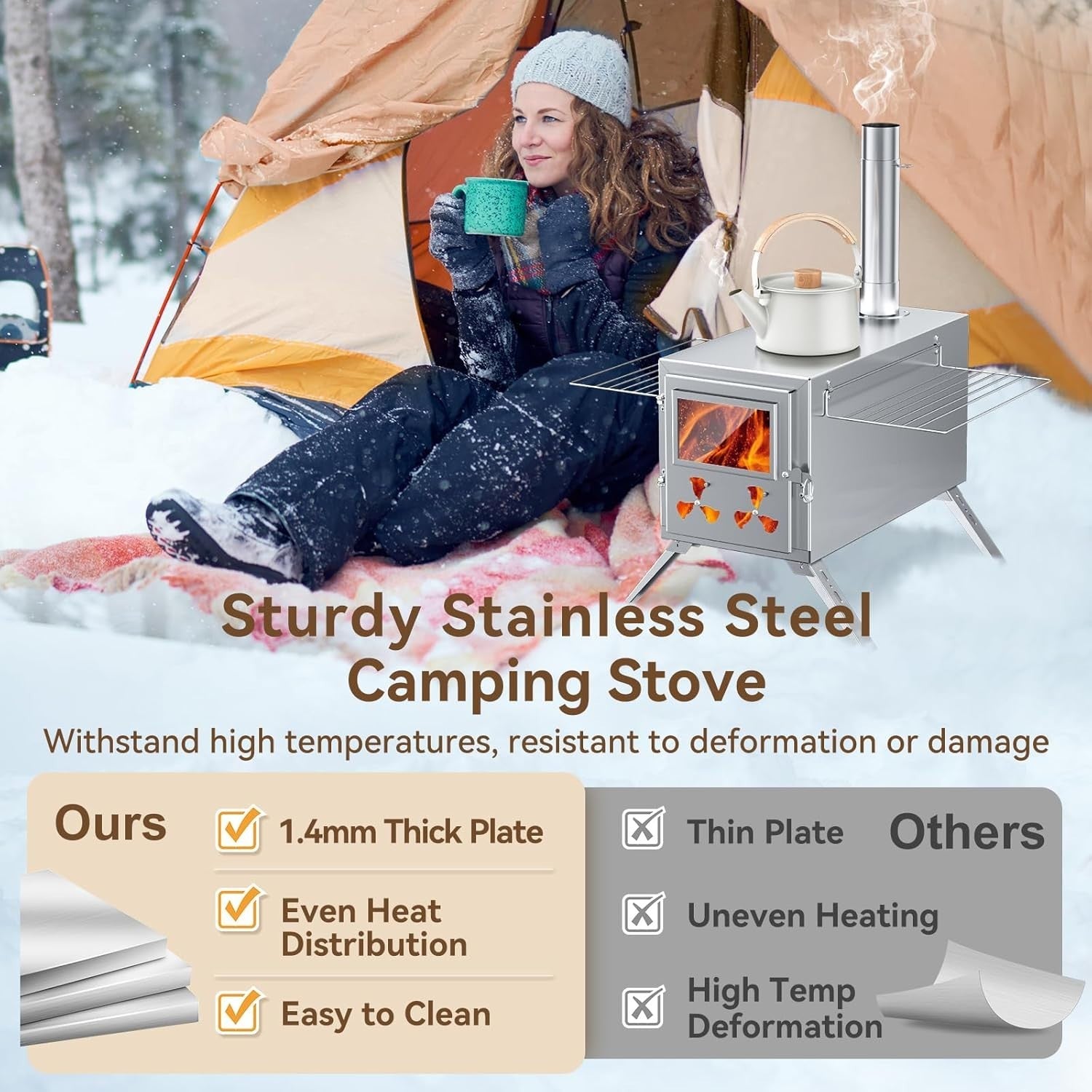 Rocket Sauna Hot Tent Stove w/ 8 Chimney Pipes – Portable Outdoor Heating & Cook