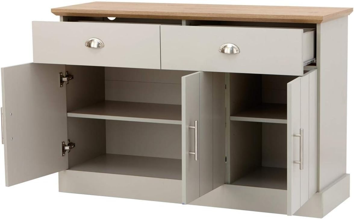 Modern Grey & Oak Sideboard Cabinet with 2 Drawers & 3 Doors – Living Room