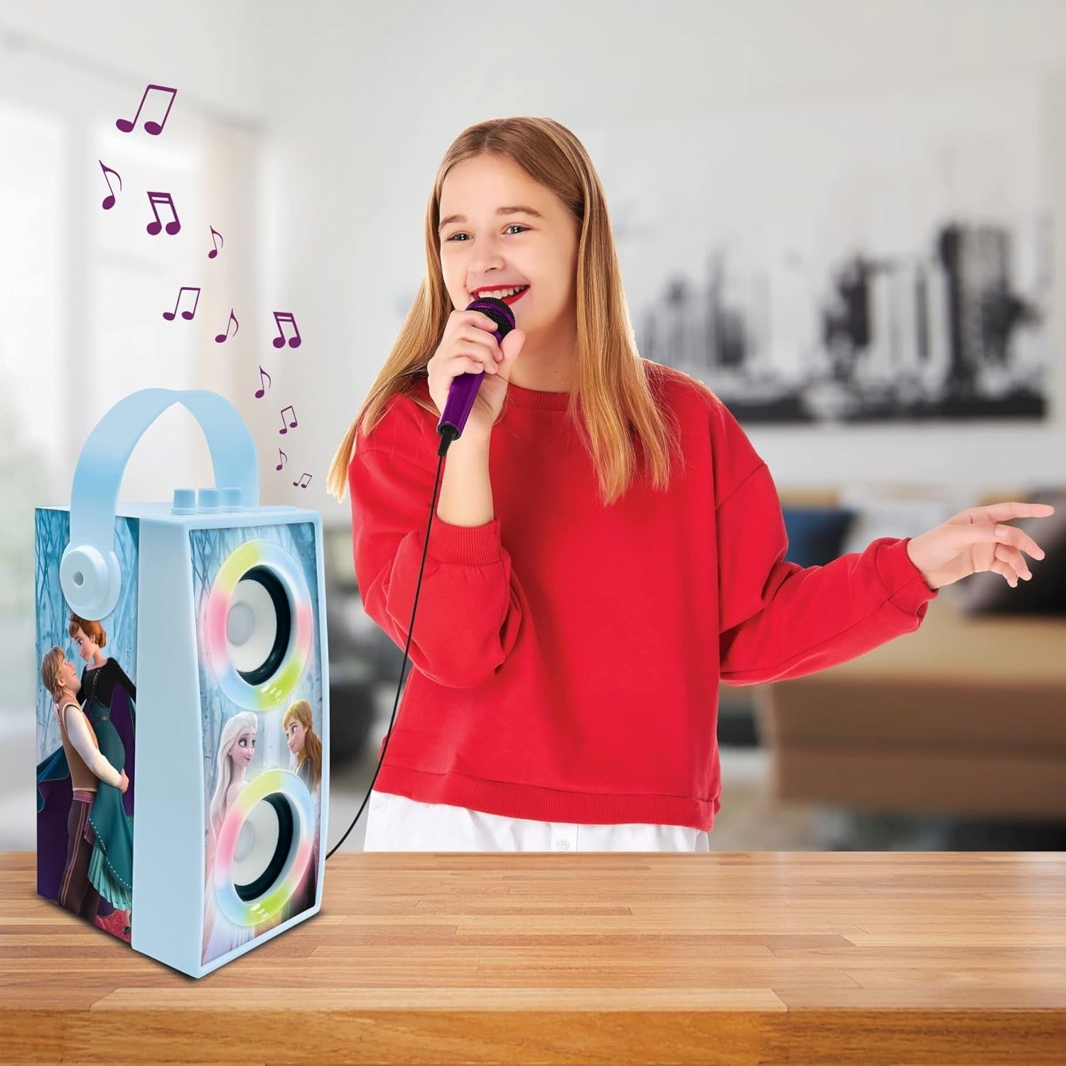 Frozen Bluetooth Karaoke Speaker with Microphone & Light Effects