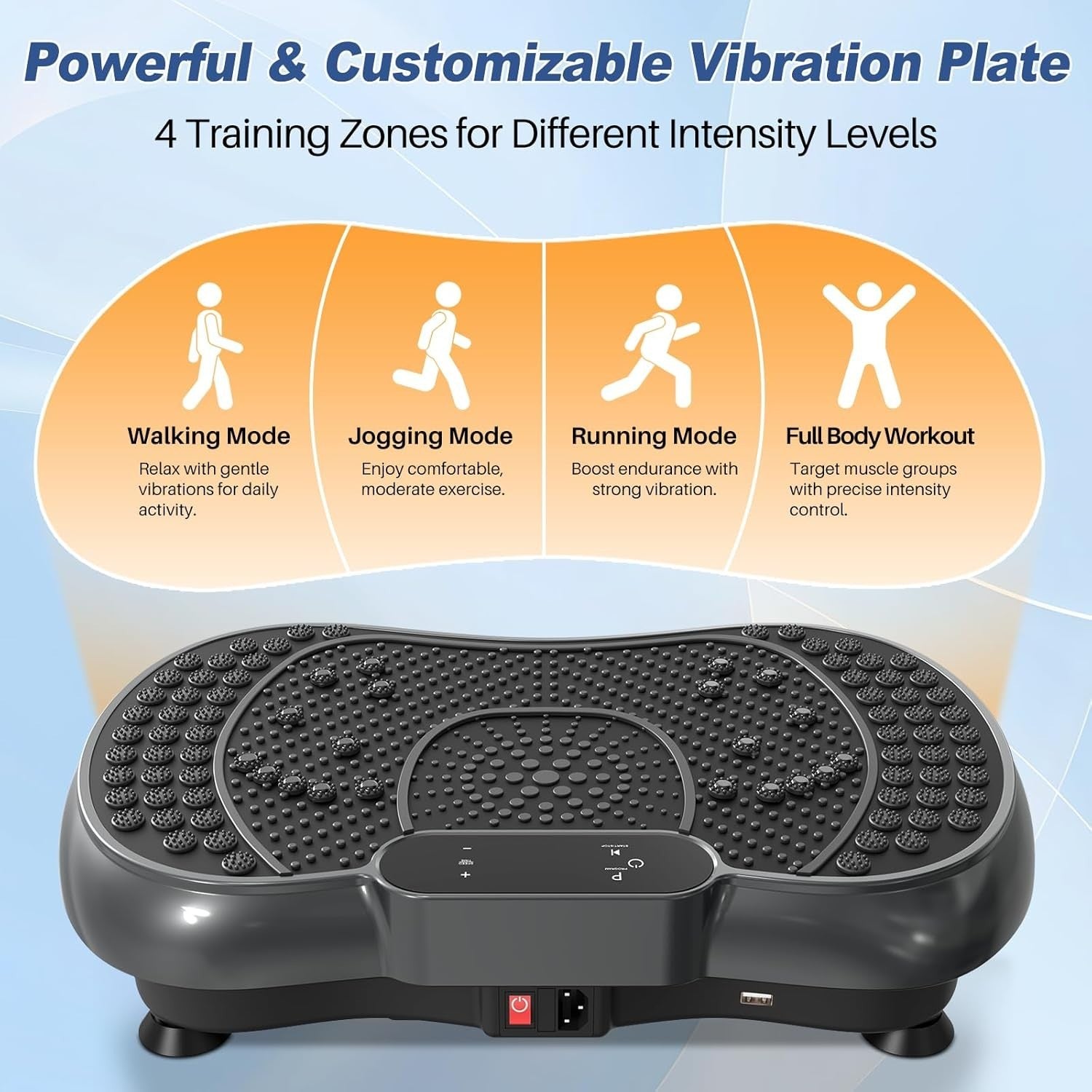 Onyx Black Vibration Plate Exercise Machine 100 Speeds 450lb Home Fitness