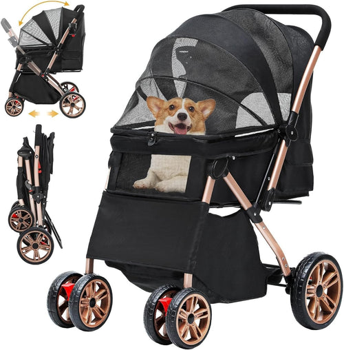 Dog Stroller 22kg Folding Pet Pram Large Wheels Travel