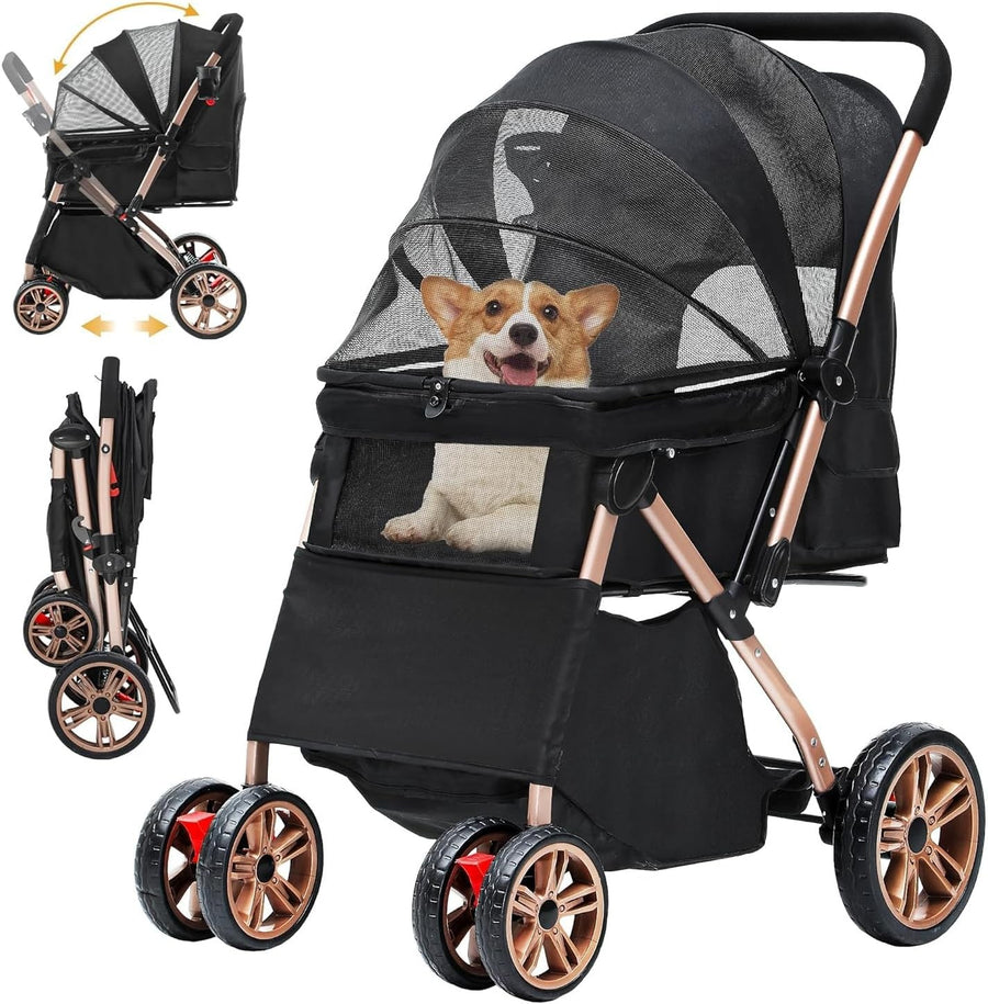 Dog Stroller 22kg Folding Pet Pram Large Wheels Travel