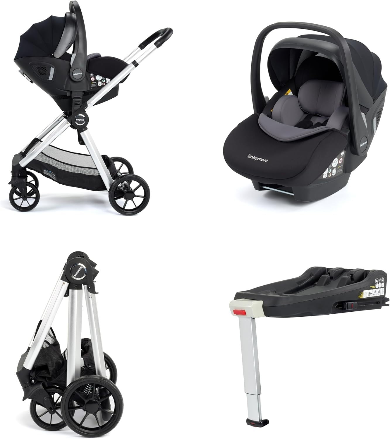 3 in 1 Baby Travel System 22kg, ISOFIX Car Seat, Foldable Pram
