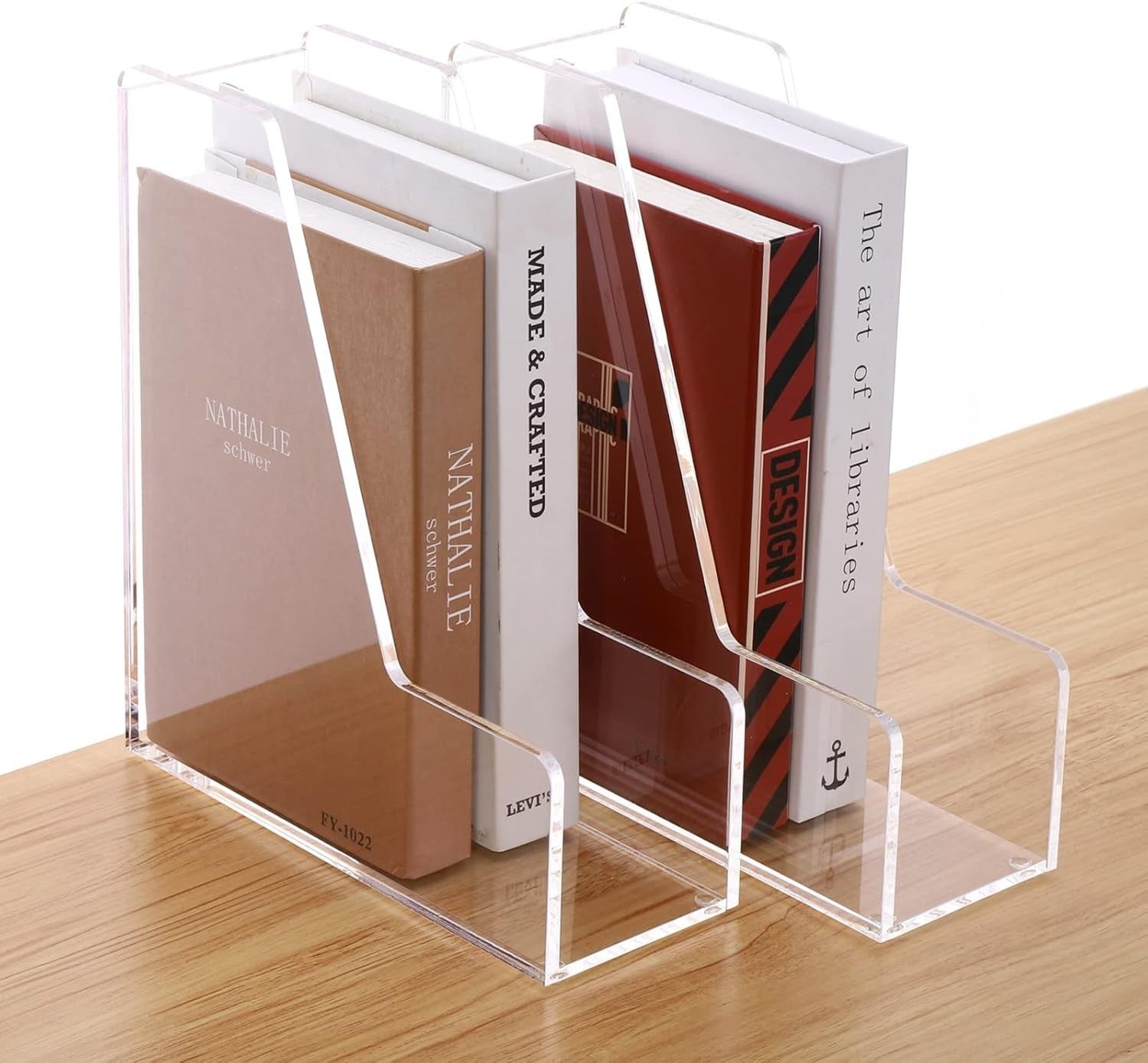 Clear Acrylic Desk File Organizer 2-Pack A4 Magazine Holder