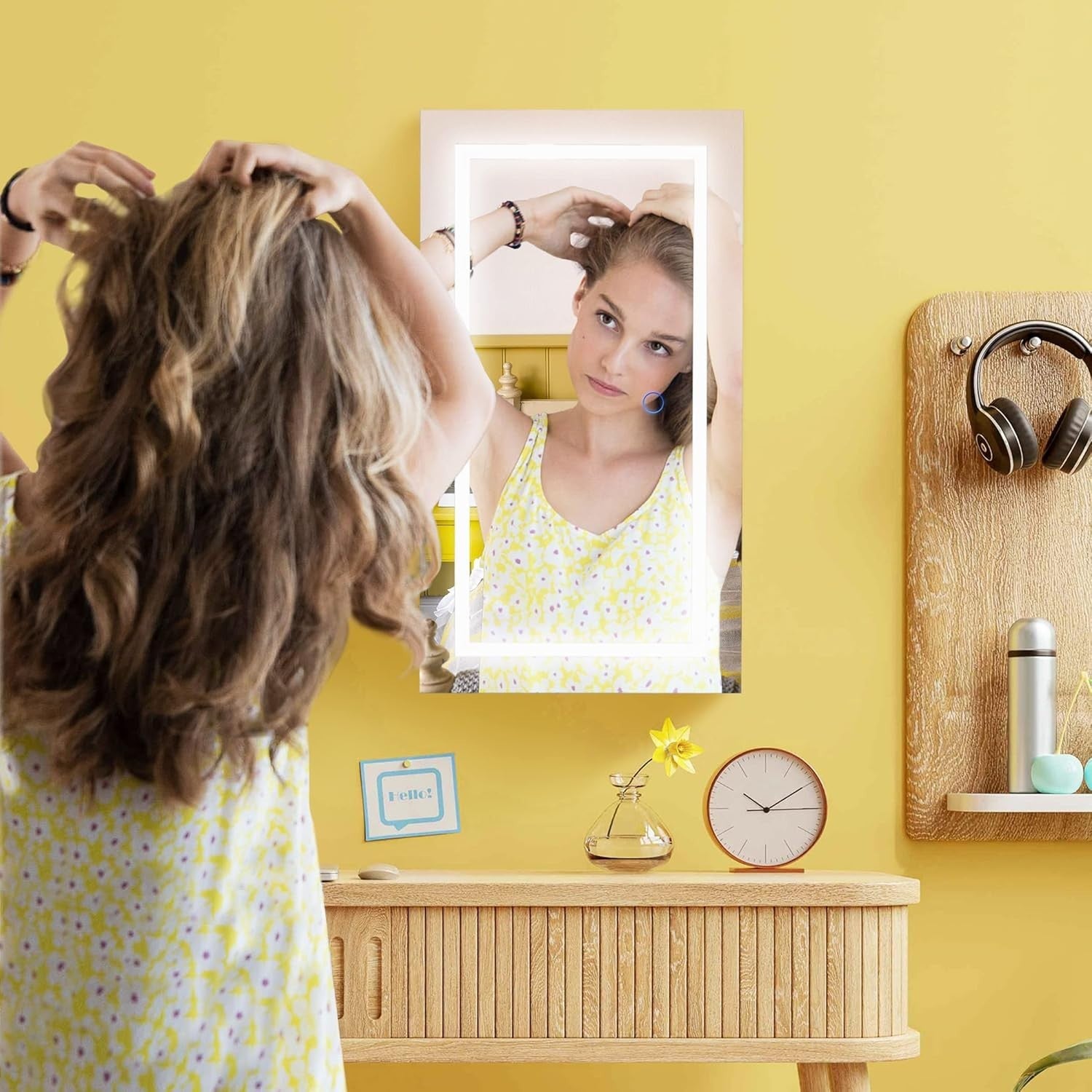 White LED Mirror Jewellery Cabinet Wall Door Mounted Lockable Storage