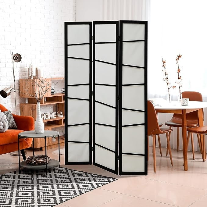 3 Panel Wooden Room Divider 170x120cm White Folding Privacy Screen Partition