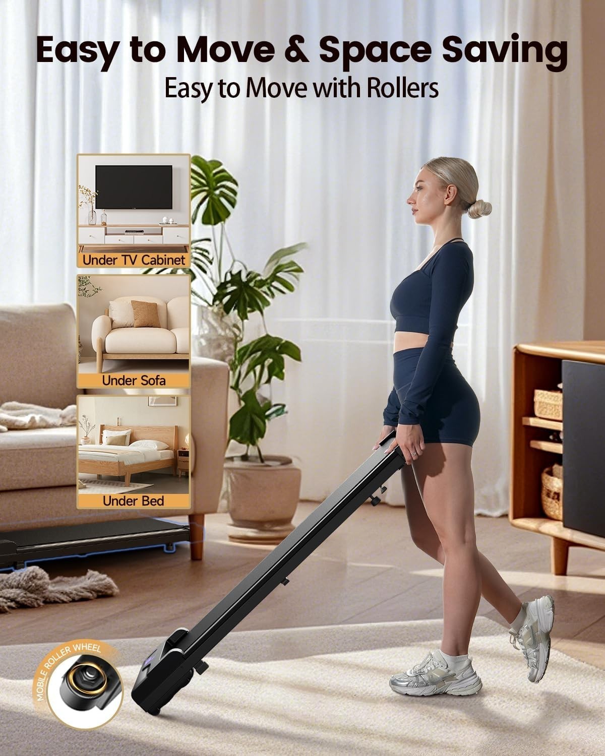 Compact Under Desk Treadmill – Portable Home Walking Pad with LED & Remote