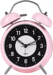 Retro Twin Bell Alarm Clock Silent Non Ticking Night Light Heavy Sleepers