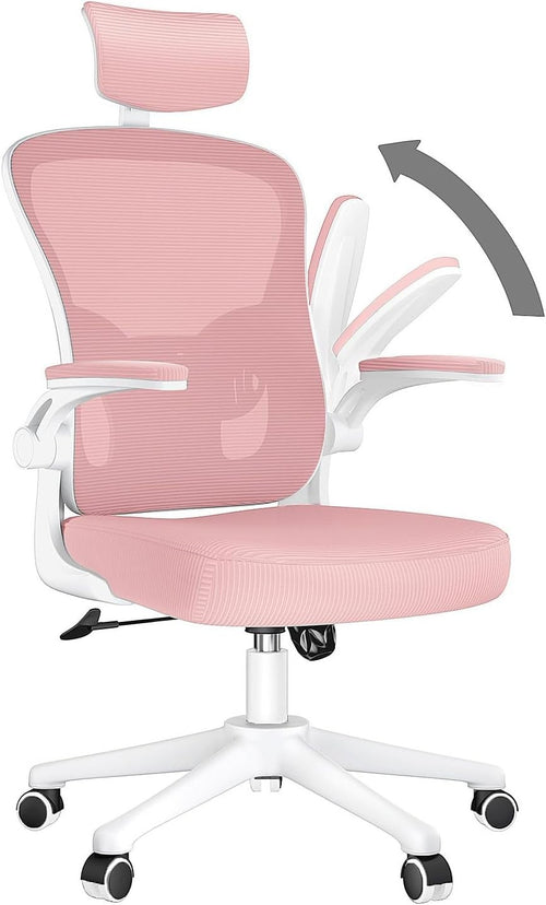 Ergonomic Office Chair Pink Mesh Lumbar Support Adjustable Desk Swivel PC Gaming