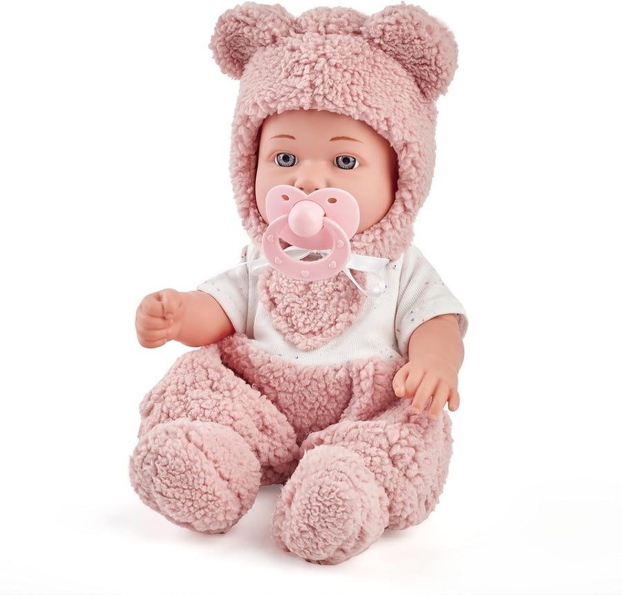 12” Baby Doll Playset Pink Outfit Blanket Bottle Pacifier