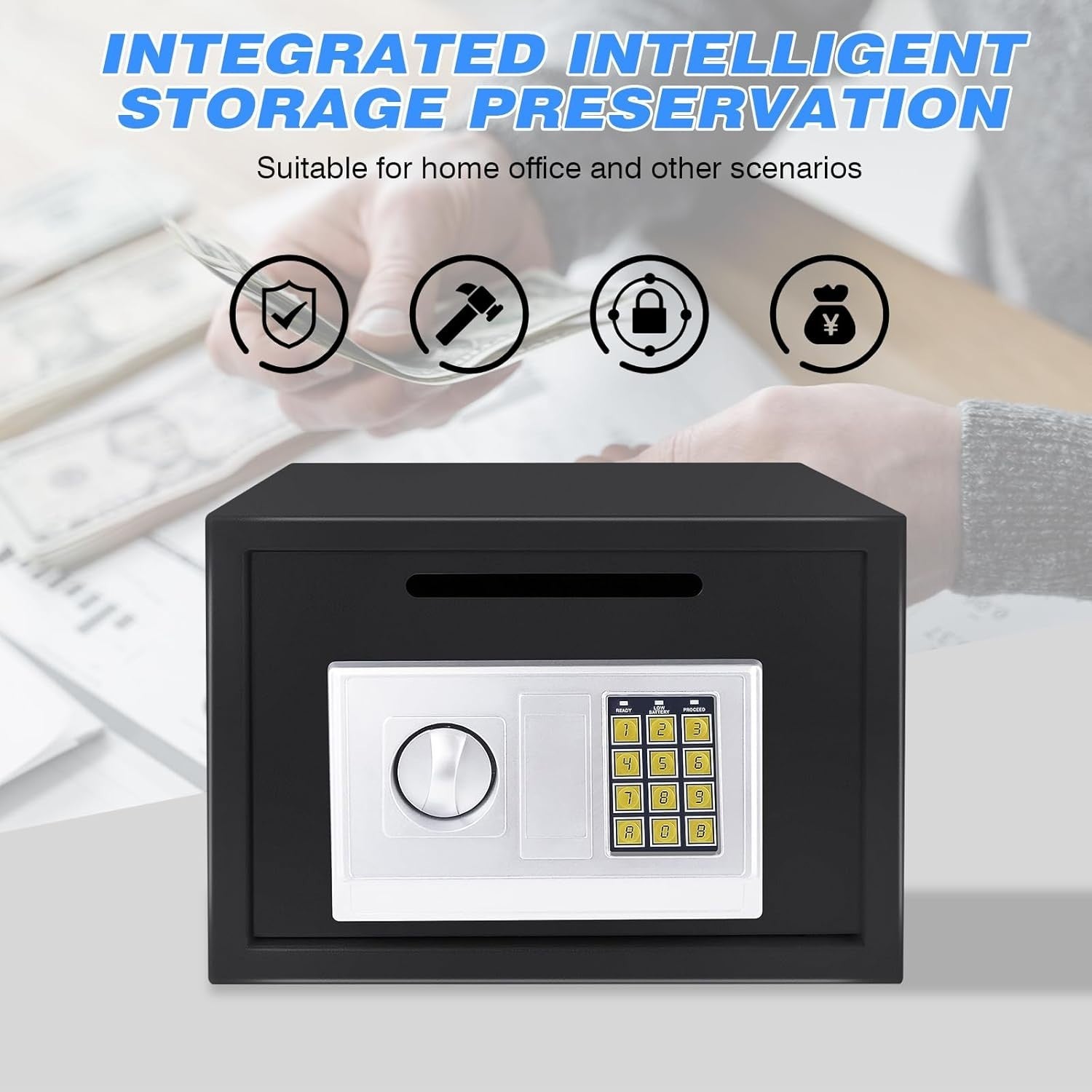 16L Digital Drop Safe Box Electronic Keypad Cash Deposit Security