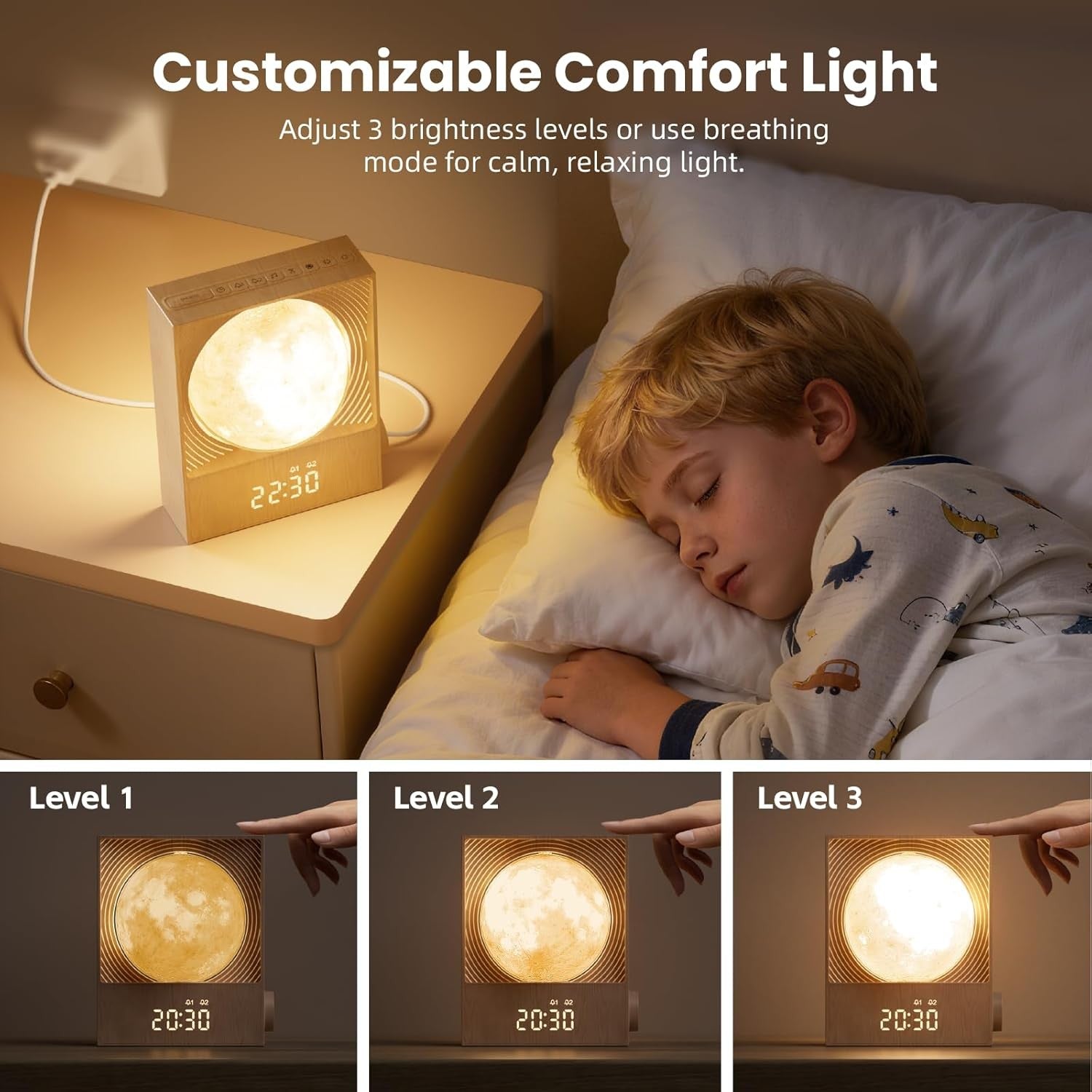 Sunrise Alarm Clock Moon Light Gentle Wake Up Night Lamp Heavy Sleepers