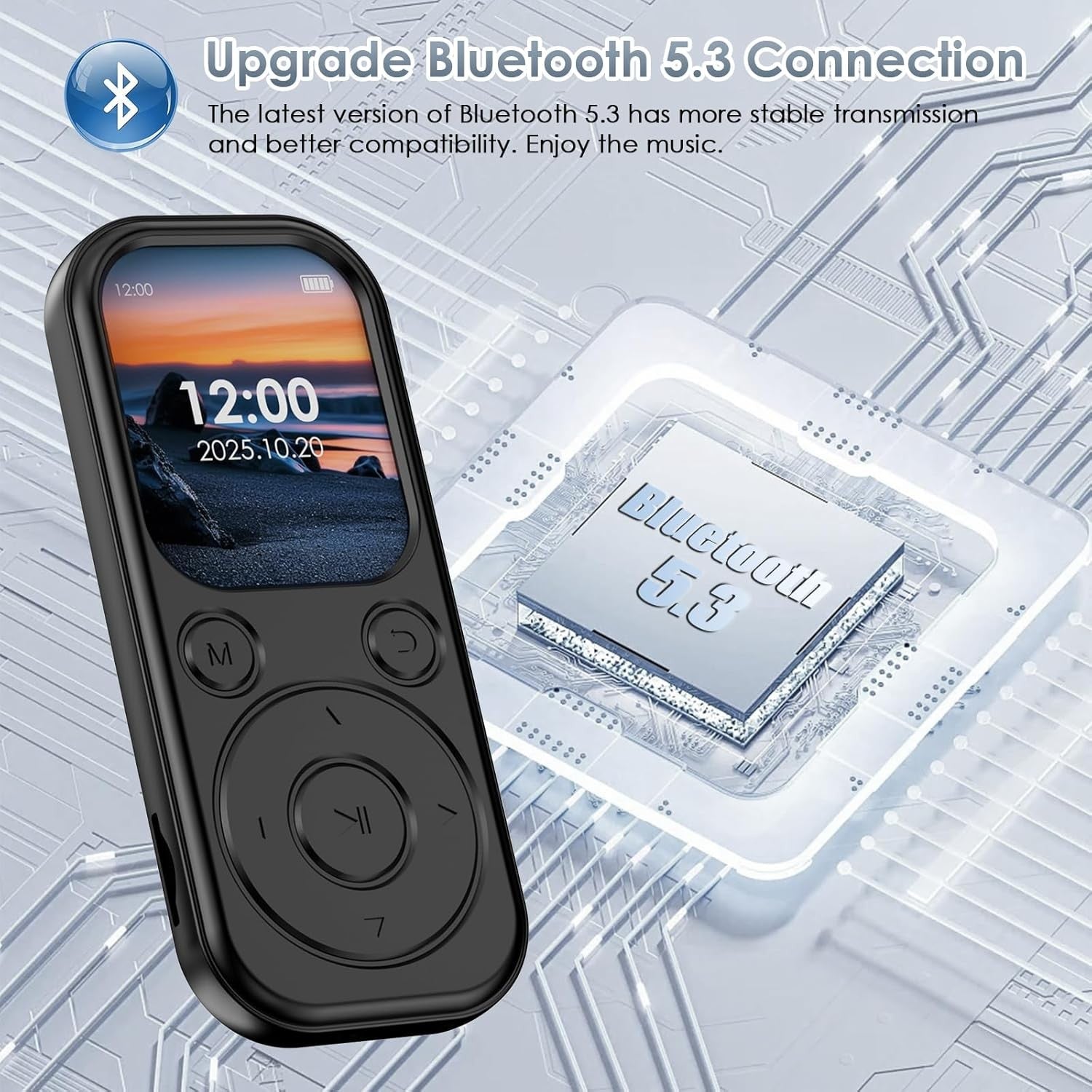 64GB Bluetooth 5.3 MP3 Player Built-in Speaker FM Radio Black