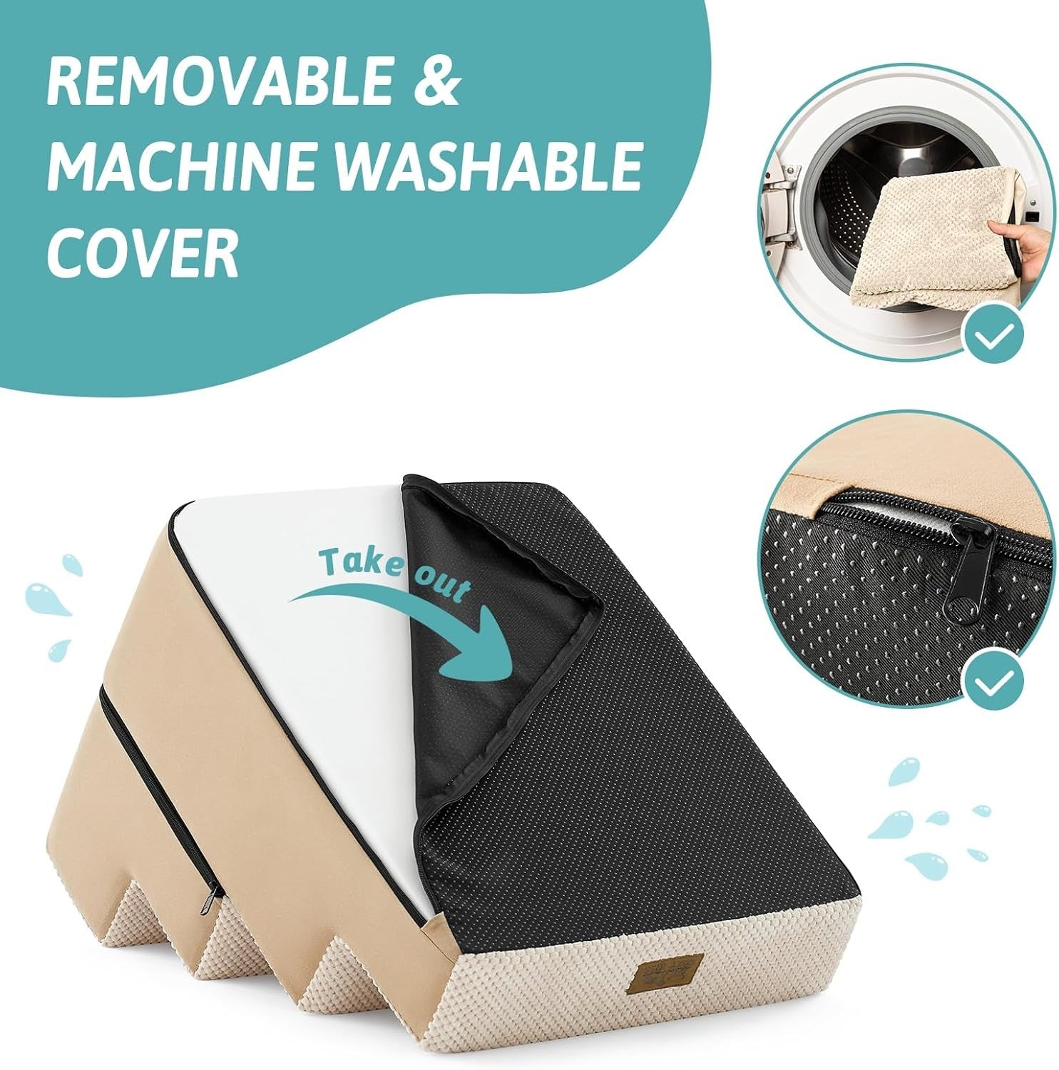 4 Tier Dog Stairs for Small Dogs 45cm High Pet Steps Beige