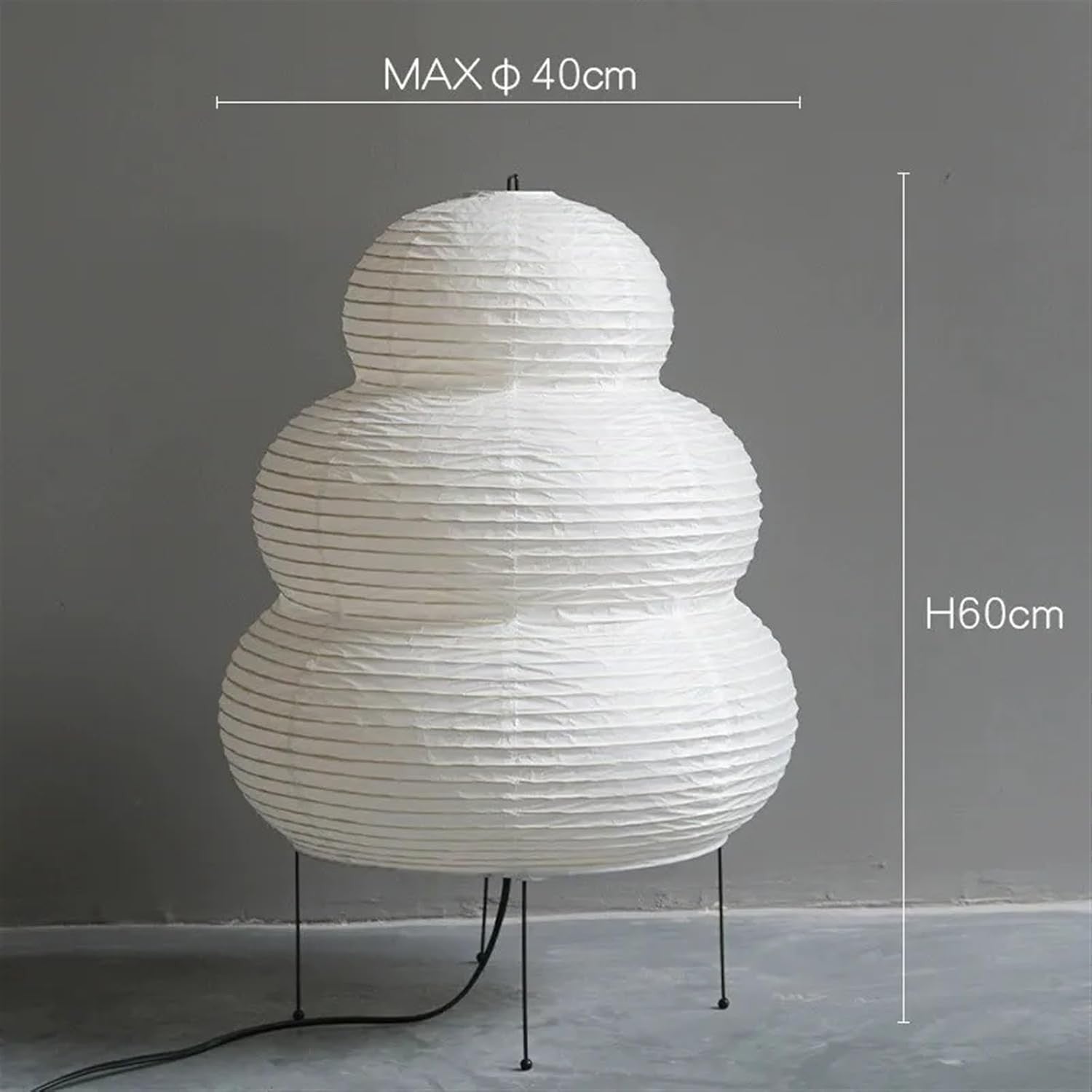 Tripod Floor Lamp Rice Paper Shade Minimalist Bedside Living Room Light