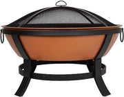 Large Copper Effect Fire Pit with Protective Mesh Lid | Outdoor Garden Heater